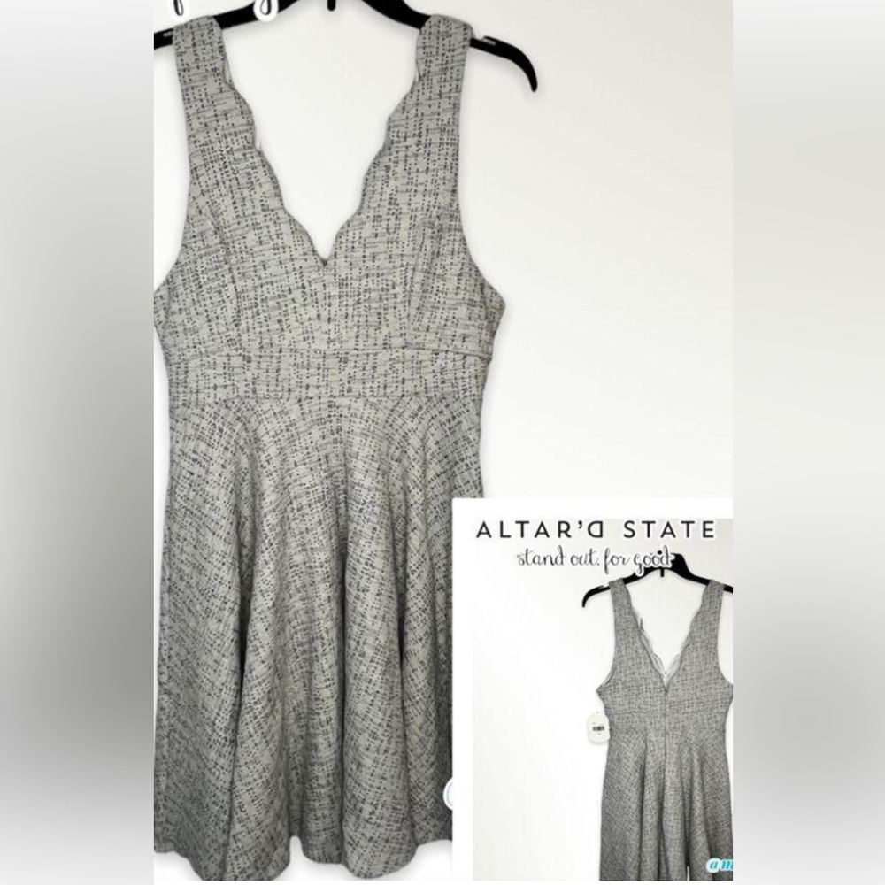 Altar'd State Gray Scalloped Dress